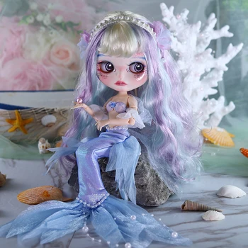 BUZLU DBS Blyth doll 1/6 eklemler 30cm el boyalı seti bebek mermaid güzellik makyaj BJD oyuncaklar moda hediyeler