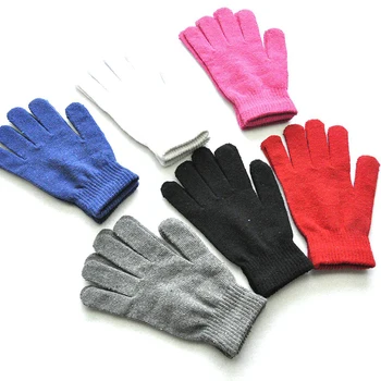 1 Çift Unisex Siyah Tam Parmak Eldiven Kadın Erkek Yün Örgü Bilek pamuk eldivenler Kış Sıcak İş Eldivenleri Çok Renkli