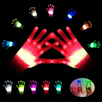 Parti LED eldiven Neon Guantes parlayan cadılar bayramı ışık sahne aydınlık yanıp sönen kafatası eldiven sahne kostüm noel malzemeleri
