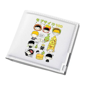 Mob Psiko 100 Anime küçük cüzdan Kawaii kimlik kartı tutucu Karikatür Para Klipleri İnce Çantalar Unisex Beyaz Para el çantası
