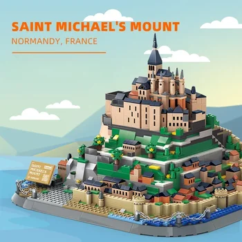 1392 ADET Mont-Saint-Michel Fransa Yapı Taşları Dünyaca Ünlü Mimari Tuğla Şehir Sokak Görünümü Oyuncaklar Çocuklar İçin Çocuk Hediyeler