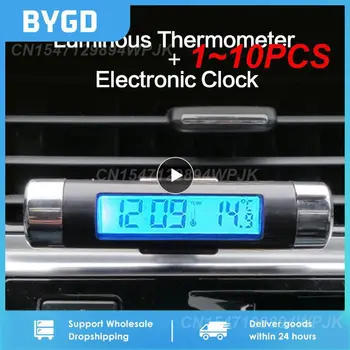 1~10 ADET Araba Dijital Saat Sıcaklık Göstergesi Elektronik Saat Termometre Otomatik Elektronik Saat LED Aydınlatmalı Aydınlık Araba