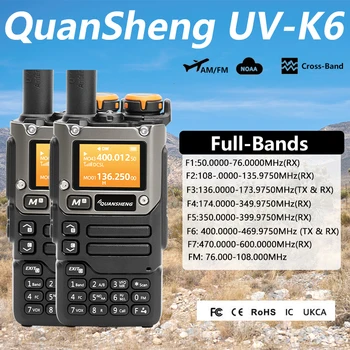 Quansheng UV-K6 Walkie Talkie 5W Hava Bandı Radyo Tipi C Şarj UHF VHF DTMF FM Scrambler NOAA Kablosuz Frekans İki Yönlü CB Radyo