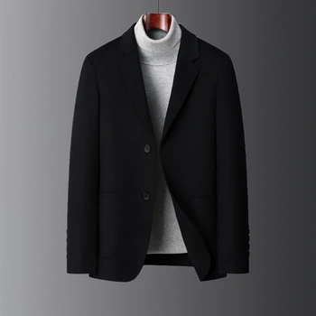 2023 Yeni Moda İş Beyefendi Yakışıklı İngiliz Tarzı Rahat Yün Çift taraflı Slim fit Kore Düğün Erkek Ceket Blazer