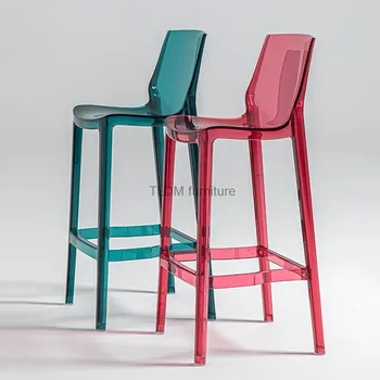Şeffaf Yüksek Bar Lüks yemek sandalyeleri Tasarımcı Plastik Mutfak kuaför sandalyesi Ofis Yatak Odası Chaise De Ev Mobilyaları