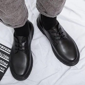 Erkek ayakkabıları 2023 Yeni Yaz İngiliz Siyah Rahat deri ayakkabı erkek İş Öğrencileri Büyük Kafa İş moda ShoesYouth w