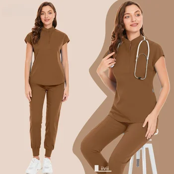 Cerrahi Güzellik Iş Giysisi Kadın Tıbbi hemşire üniforması Scrubs Seti Spa Üstleri Pantolon Klinik Bakıcı Hemşirelik Üniformaları Jogger Takım Elbise