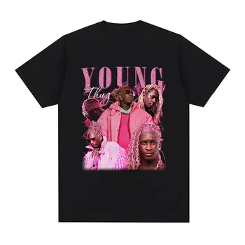 Rapçi Genç Thug Grafik Baskı T-shirt Erkek Kadın Moda Hip Hop Vintage T-Shirt Casual Pamuk Kısa Kollu Büyük Boy T Shirt