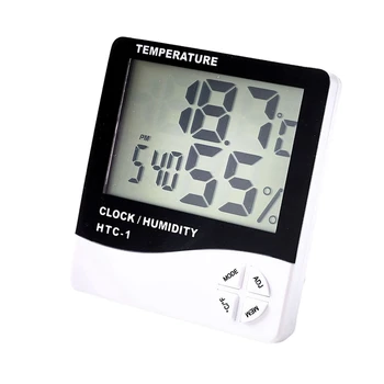 Dijital LCD Kapalı Açık Oda Elektronik Sıcaklık Nem Ölçer Hava İstasyonu çalar saat 4 Anahtar Modeli Kullanımı Kolay