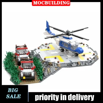 MOC Sokak Görünümü Bina Helikopter İniş Takımı Modeli Yapı Taşı Montaj Film Tesisi Beton Çamur Koleksiyonu Serisi Oyuncak