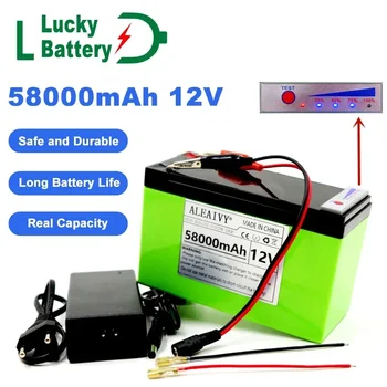 Şanslı 18650 Lityum Pil Paketi 12v 58Ah için Uygun Güneş Enerjisi ve Elektrikli araç aküsü Güç Göstergesi + 12.6 v 3A Şarj Cihazı
