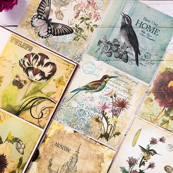 8 adet/paket Vintage Kuş Harfler Kelebek Parşömen Kağıt Paketi Scrapbooking için Mutlu Planlayıcısı Kart Yapımı Önemsiz Günlüğü Projesi