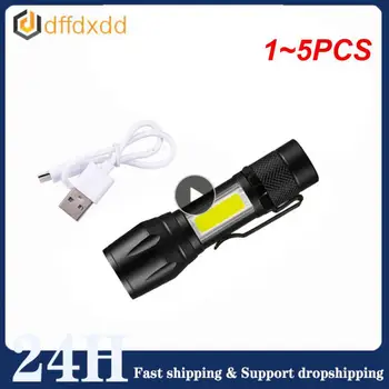 1 ~ 5 ADET Zoom Odak Mini LED el feneri dahili Pil XP-G Q5 Lamba fener Çalışma ışığı şarj edilebilir Mini el feneri