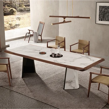 Linlamlim Dikdörtgen Sinterlenmiş Taş yemek masası İskandinav Mesas De Comedor yemek odası takımları Modern Ev mutfak mobilyası