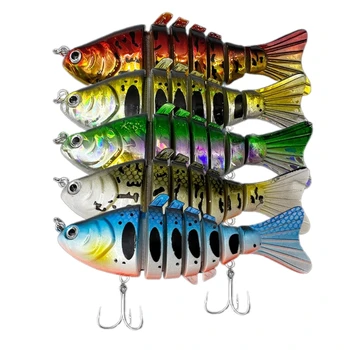 3D Minnow Balıkçılık Lures Tuz Swimbait Wobbler Çok Bölüm Eklemli Balık Lures 57QC