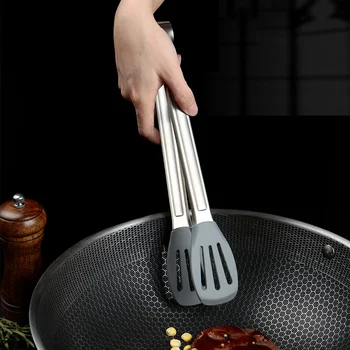 Paslanmaz çelik saplar mutfak maşası Ekmek Et Salata Kelepçe Klip Kızartma Spatula Ev pişirme aletleri Mutfak Aksesuarları
