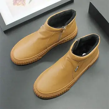 2023 kış yeni peluş pamuklu ayakkabılar Gaobang kısa tüp sıcak ayakkabı su geçirmez deri kalın tabanlı rahat erkek ayakkabıları
