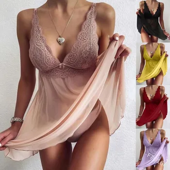 Kadın Giyim 2024 Yeni İki Parçalı Sevimli Seksi Halter Gecelik Seti Dantel Ekleme Zarif Moda Rahat Pijama Takım Elbise