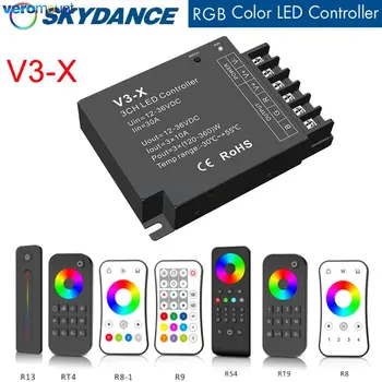 Skydance V3-X RGB LED denetleyici 12-36 V DC 3CH 10A/CH 2.4 G RF kablosuz uzaktan kumanda tek renk CCT RGB LED şerit ışıklar