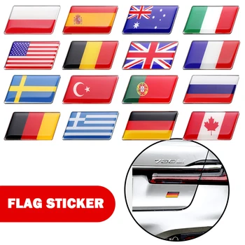 3D Alüminyum Araba Gövde Gövde Sticker Oto Aksesuar için Yeni Zelanda Almanya İspanya Romanya Polonya Meksika Hollanda ingiltere Bayrağı Rozeti
