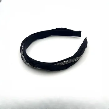 Yeni Saten Wrap Siyah Kravat Bandı Gelişmiş Anlamda Taklidi Örgü Geniş Kenar Tüm High-end saç aksesuarları Kafa Bandı