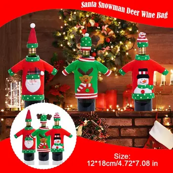 Şarap şişe kapağı Noel Baba Kardan Adam Geyik Noel Süs Çanta Masa Parti Ev Hediye Tutun Noel Dekorasyon Decorati M8O1