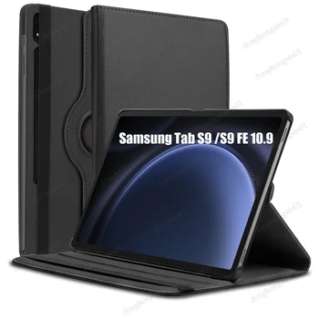 Darbeye dayanıklı Durumda Samsung Galaxy Tab için S9 / S9 FE 11in / 10.9 in 2023 SM-X510 X516B Ultra PU Deri Standı 360 ° Dönen Kapak