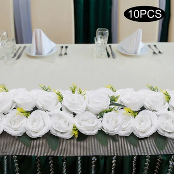 10x düğün yemeği Masa Çiçek Centerpiece Yapay Gül Çiçek Beyaz Arka Plan Evlilik Zemin Fotoğraf Sahne Dekor
