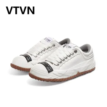 VTVN kanvas ayakkabılar, kalın tabanlı küçük beyaz ayakkabı, çok yönlü rahat spor salonu ayakkabısı erkekler ve kadınlar için spor