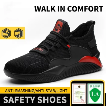 Yıkılmaz Ayakkabı Erkekler Güvenlik iş ayakkabısı çelik burun Delinmez Botlar Hafif Nefes Sneakers Koruyucu