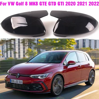 VW Golf 8 için MK8 2020 2021 2022 Ayna Kapakları dikiz aynası Kılıf Kapak Parlak Siyah Kapakları