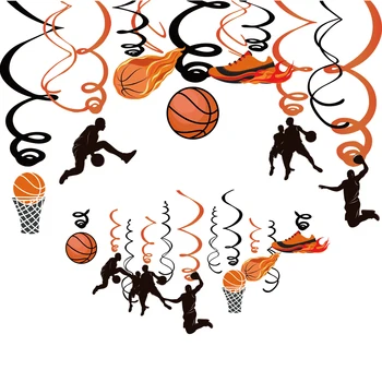 30 adet Parti Tavan Girdap Dekorasyon Basketbol Spor Oyunu Asılı Spiral DIY Zemin duvar afişi Doğum Günü Partisi Malzemeleri