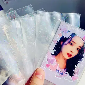 10 adet Yıldız Sakura kart tutucu Holografik Film Lazer Kart Filmi Kartpostal Koruyucu Kollu Kart Koruyucu Kart Kapağı