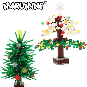 Marumine Klasik Mini Noel Ağacı Bitki model seti MOC Şehir Sokak Manzarası Aksesuarları Yaratıcı Tuğla Parçaları çocuk DIY Oyuncaklar