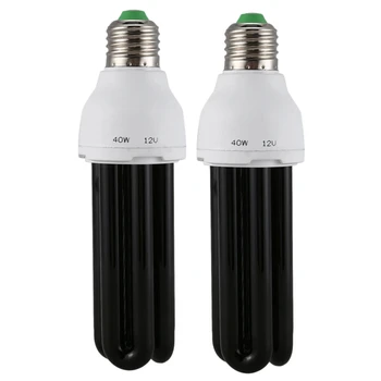 2X E27 40 W UV Ultraviyole Floresan Blacklight CFL Ampul Lamba 220 V şekli:Düz watt Voltaj:40 W DC 12 V