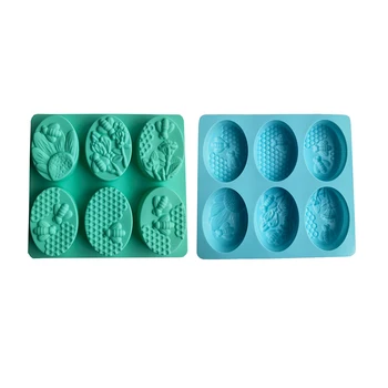 Yeni Sağlıklı Malzemeler Bal Arısı Silikon Sabun Kalıp 6 Kaviteler El Yapımı Kalıpları Sabun Yapımı Oval 3D Formları DIY Zanaat Sabun Kalıp