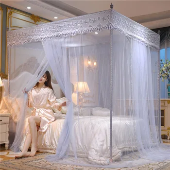 Lüks Dantel sivrisinek çadırı paslanmaz çelik dirsek Kare Prenses Saray Cibinlik Yatak Kraliçe Kral Gölgelik Yatak Çadır
