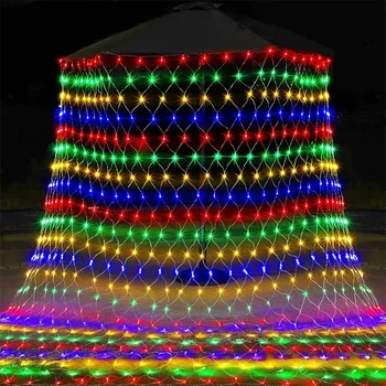 2 * 2M 3 * 2M 6 * 4M LED örgü ağ ışıklandırma açık Noel perde ışık peri Net Garland ışık ağaç çalıları çit duvar dekor