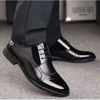 Iş Oxford deri ayakkabı Erkekler Nefes Kauçuk Resmi Elbise Ayakkabı Erkek Ofis Düğün Flats Ayakkabı