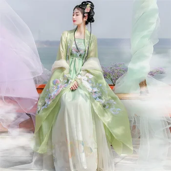 Kadın Hanfu Elbise Çin Tang Hanedanı Geleneksel Hanfu Seti Kadın Cosplay Kostüm yaz elbisesi Hanfu Elbise