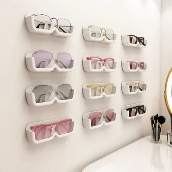 Gözlük saklama kutusu Duvara Monte Delikli Ücretsiz Güneş Gözlüğü Organizatör Raf High-end Cam Vitrin