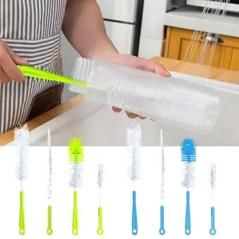 4 adet Şişe Temizleme Fırçaları Süt şişe fırçası Bardak Scrubber Uzun Saplı Mutfak Temizleme Aracı Bebek Emzik Saman Scrubber