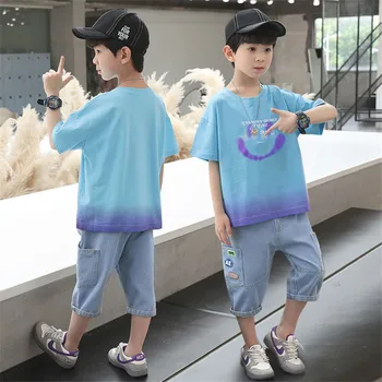 Gençler Çocuk Giyim 2023 Yaz Moda Yürümeye Başlayan Çocuk Giysileri Şort Takım Elbise 2 adet Kıyafet Çocuklar Eşofman Erkek Giyim Seti