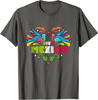 Gurur Meksika Bayrağı Tavuskuşu Hayvan Hediye Viva Meksika Unisex T-Shirt uzun kollu