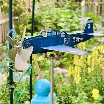 3D Rüzgar Spinner Uçak Metal Uçak Hava Vane Açık Çatı Rüzgar Yönü Göstergesi Hava Vane Bahçe Dekorasyon