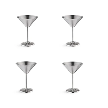 Paslanmaz Çelik Martini bardak takımı 4, 8 Oz Metal kokteyl bardakları, Kırılmaz, Dayanıklı, Ayna Cilalı Kaplama