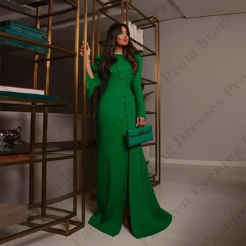 Yeşil kadın Uzun Kollu Abiye Minimalist Prenses Balo elbisesi 2024 Moda Ünlü Plaj Örgün Parti Robe De Soiree