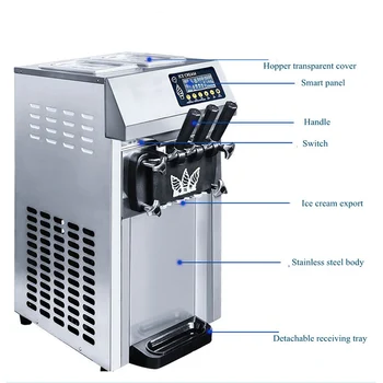 PBOBP Toptan Sayaç 3 Lezzet Yumuşak dondurma yapma makinesi Makinesi Ticari Meyve Dondurma Yapma Makinesi