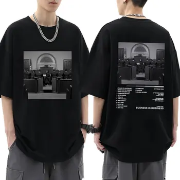 Rapçi Genç Thug T Shirt Müzik Albümü İş İş T-shirt Moda Hip Hop Rahat Pamuklu Büyük Boy Yüksek Sokak T-shirt