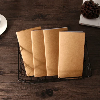 1 kitap / grup traveler's Notebook Kraft Kağıt Yumuşak Kapak Boş kağıt defter Not Defteri Okul Ofis Pedleri Kırtasiye 110mm x 210mm